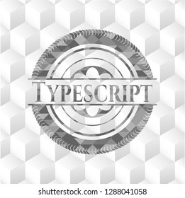 Typescript grey emblem with geometric cube white background
