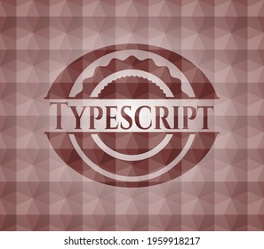Typescript red seamless badge with geometric background. 