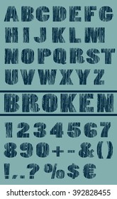 typeset with broken and grungy letters