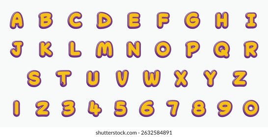 typeset effect font letter cartoon style design
