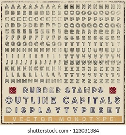 Typeset Of Rubber Stamp Outline Characters