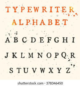 Typewriter alphabet in retro style. Can be used for scrap booking, posters, school projects. ABC for your design. Education for children, preschool.