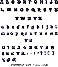 Typewriter alphabet. Vector Font