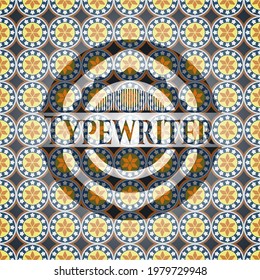 Typewriter arabesque emblem background. arabic decoration. 