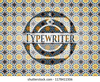 Typewriter arabic emblem background. Arabesque decoration.
