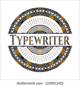 Typewriter arabic style badge. Arabesque decoration.