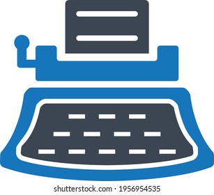 Typewriter, author icon vector illustration 