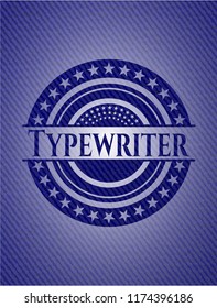 Typewriter badge with denim background