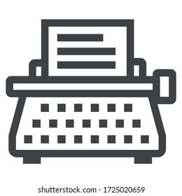 typewriter black icon on white background