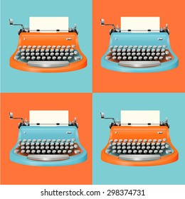 Typewriter in blue and orange