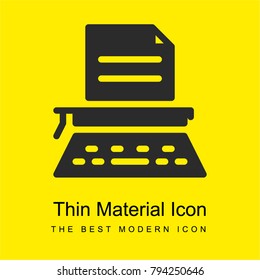 Typewriter bright yellow material minimal icon or logo design