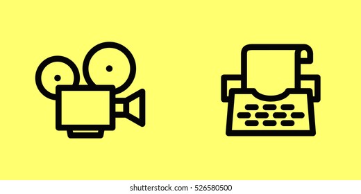 Typewriter and camera icons 