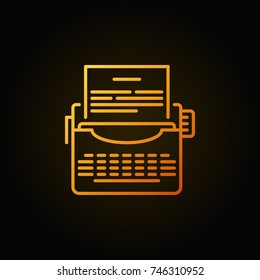 Typewriter colorful icon - vector modern creative copywriting linear symbol on dark background