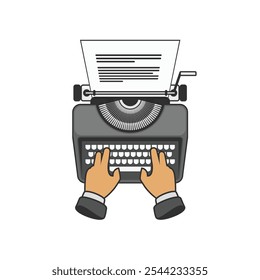 Typewriter. Concept of copywriting marketing information, public relations advertising text, social media campaign or blogging. 