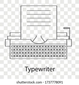 Typewriter concept on transparency background. Creative idea design. Flat vector illustration for template, brochure or presentation.