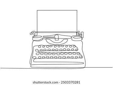 Typewriter Continuous Line Drawing. Minimalist Art for World Writer's Day and Poet's Day