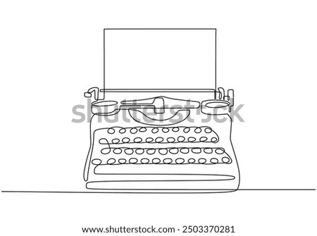 Typewriter Continuous Line Drawing. Minimalist Art for World Writer's Day and Poet's Day