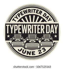 Typewriter Day,  June 23, rubber stamp, vector Illustration