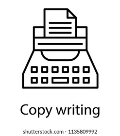 
Typewriter with a document this icon is denoting copywriting 
