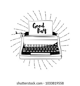 Typewriter - Dood Day card. Vector illustration isolated on white background