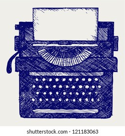 Typewriter. Doodle style
