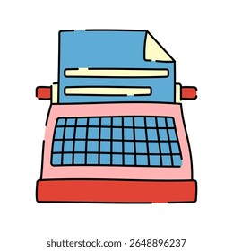 Máquina de escrever estilo Doodle, vintage máquina de escrever simbolizando escrita ou papéis de jornalismo, ideal para editorial, publicação, ou contador de histórias visuais.