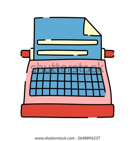Typewriter Doodle style, vintage typing machine symbolizing writing or journalism roles, ideal for editorial, publishing, or storytelling visuals.