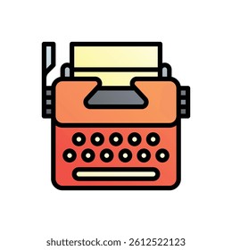 Typewriter. Editable vector icon, coloured with outlined stroke.