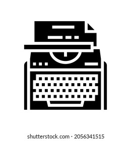 typewriter equipment glyph icon vector. typewriter equipment sign. isolated contour symbol black illustration