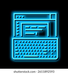 typewriter equipment neon light sign vector. typewriter equipment illustration