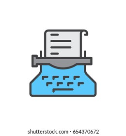 Typewriter filled outline icon, Copywriting vector sign, colorful illustration 