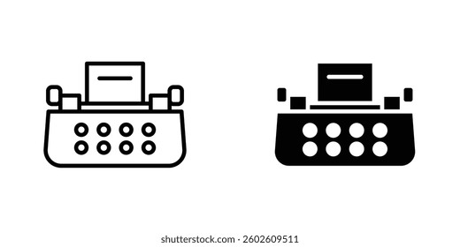 Typewriter flat Icons in line outline and flat solid style on white background