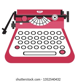 Typewriter flat illustration on white