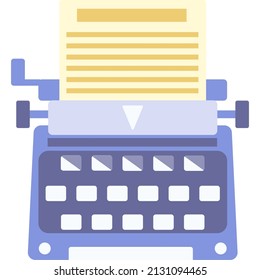 Typewriter flat vector icon. Vintage old machine. Retro editor keyboard object. Secretary machinery design isolated on white background