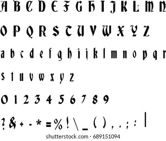 Typewriter font - vector - Gothic font