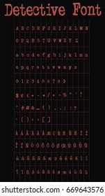 Typewriter font - vector -  Red Detective Font
