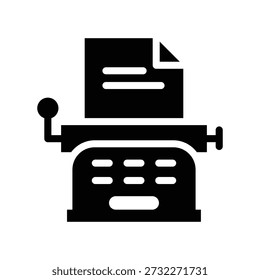typewriter glyph icon illustration vector graphic. Simple element illustration vector graphic, suitable for app, websites, and presentations isolated on white background