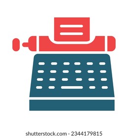 Typewriter Glyph Two Color Icon For Personal And Commercial Use.
