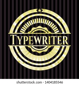 Typewriter golden badge or emblem. Vector Illustration. Detailed.