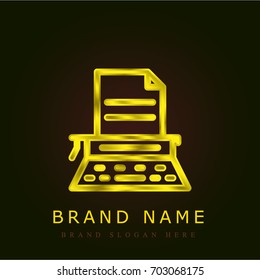 Typewriter golden metallic logo