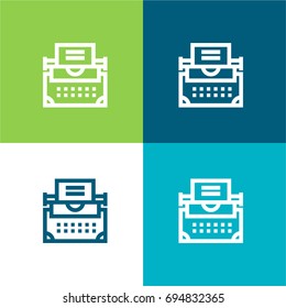 Typewriter green and blue material color minimal icon or logo design