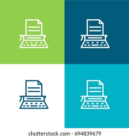 Typewriter green and blue material color minimal icon or logo design