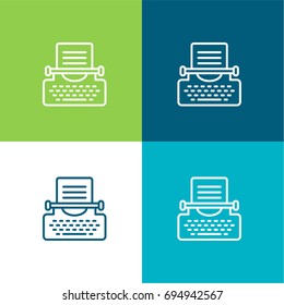 Typewriter green and blue material color minimal icon or logo design