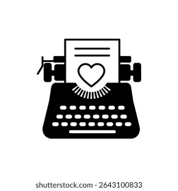 Typewriter with Heart Paper for Romantic Love Letter Writing