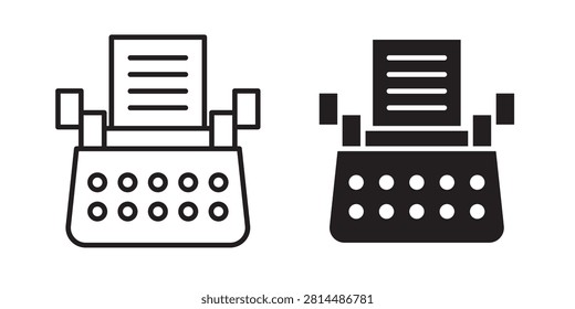 Typewriter icon black graphic illustration..