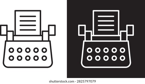 Typewriter icon black isolated graphic..