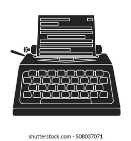 Typewriter icon in black style isolated on white background. Films and cinema symbol stock vector illustration.