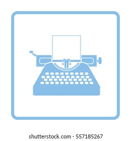 Typewriter icon. Blue frame design. Vector illustration.