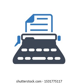 Typewriter icon in blue gray color