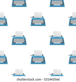 Typewriter icon in cartoon style isolated on white background. Films and cinema symbol stock vector illustration.